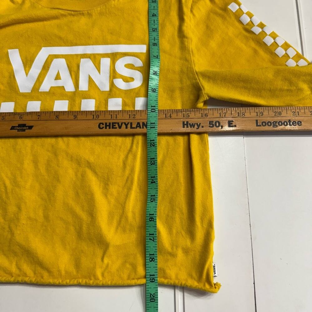 Vans Off The Wall Yellow Long Sleeve Cropped Tee T Shirt Long  Sleeve Size Small - Picture 4 of 6